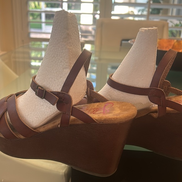 Jelly Pop Jelissa Memory Foam Brown Wood Wedge sz 10 Sandal Slingback Shoe EUC - Picture 13 of 17